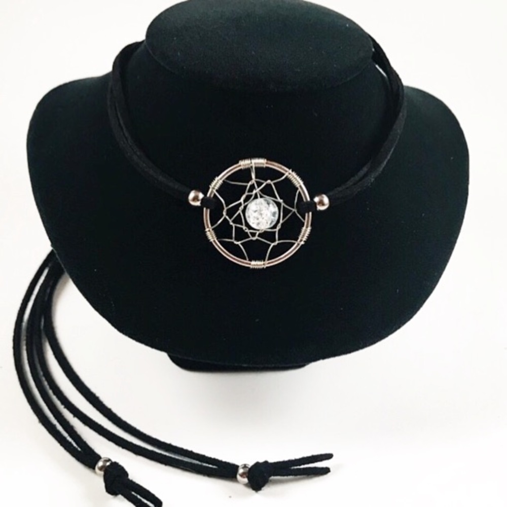Dream catcher crystal choker necklace